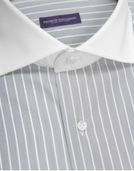 Patrick Hellmann Collection Grey Shirt With White Stripes And White Collar thumbnail 1